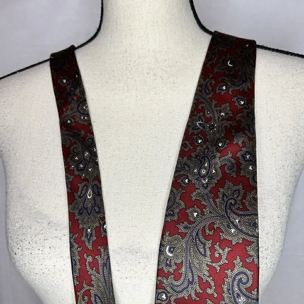 Christian Dior Monsieur Paisley Tie 100% Silk 59” X 4” USA Vintage